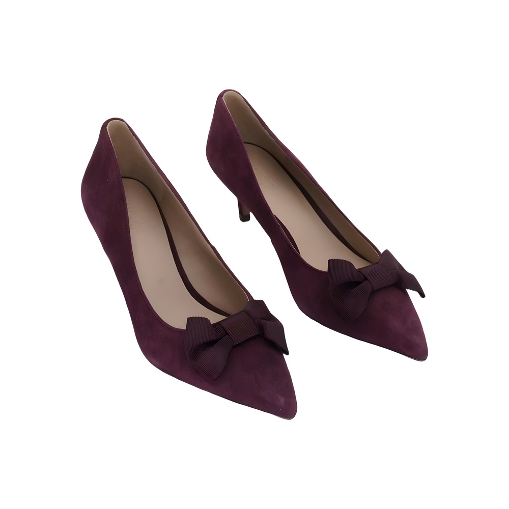 Lauren Ralph Lauren Womens Adrienne Suede Bow Kitten Heel Pump Purple Size 7M